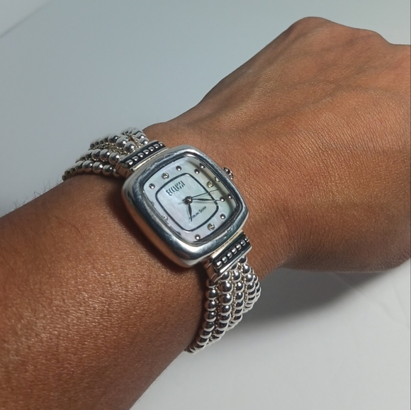 Ecclissi Beaded Stretch Watch 7-1/4" Sterling Silver - Picture 12 of 16